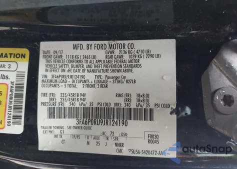 2018 Ford Fusion Hybrid Titanium из США, поврежденный, VIN 3FA6P0RU9JR124190